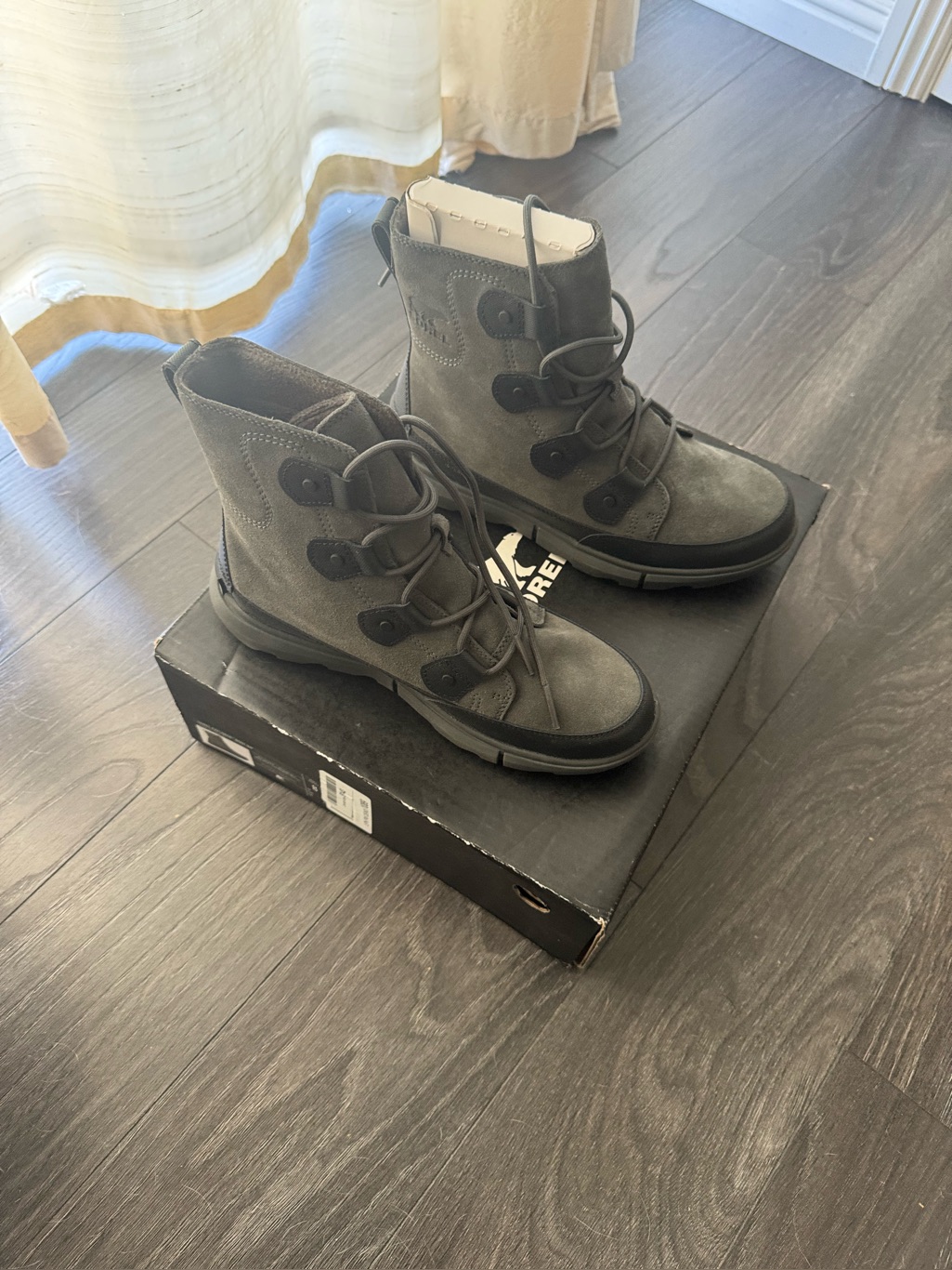 Sorel Gray Suede Lace-Up Ankle Boots